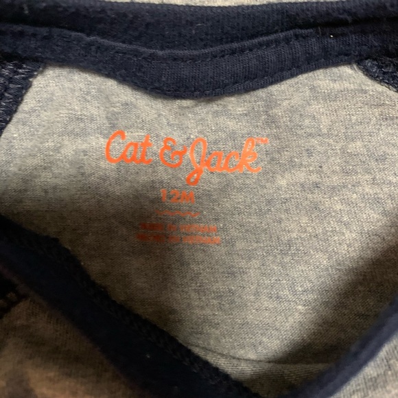 Baby/Toddler | Cat & Jack | Heather Gray & Navy Color Block Shirt | 12M - Picture 6 of 6